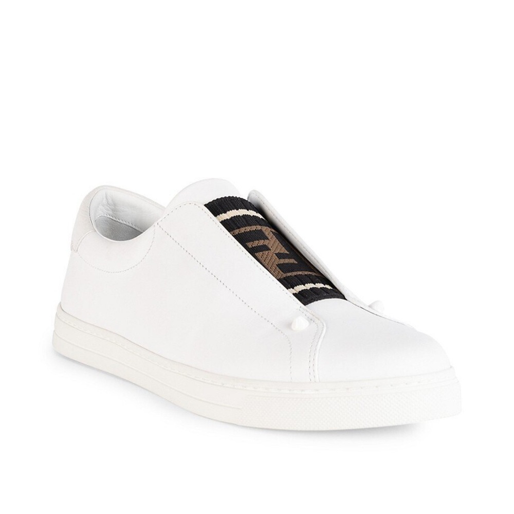 Fendi Women’s Slip-On Leather Sneakers-White